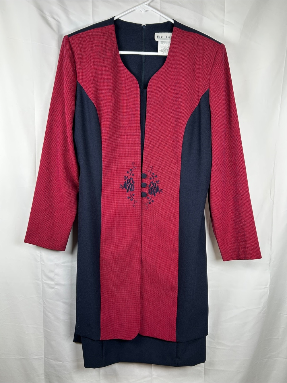 Miss Dorby Vintage Navy Red Jacket Dress Set Women’s Size 14 One Piece